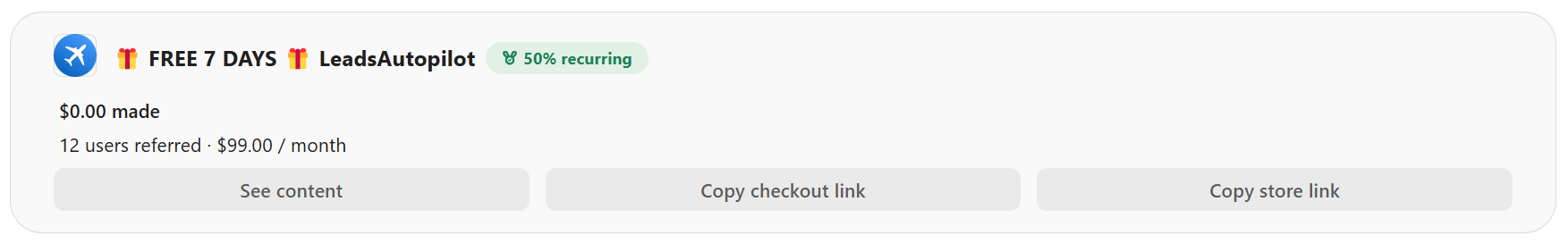 Add to Affiliate Dashboard